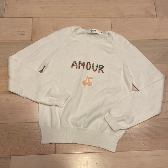 Bonpoint amour cherry milk white soft cotton sweater - Picture 2 of 12